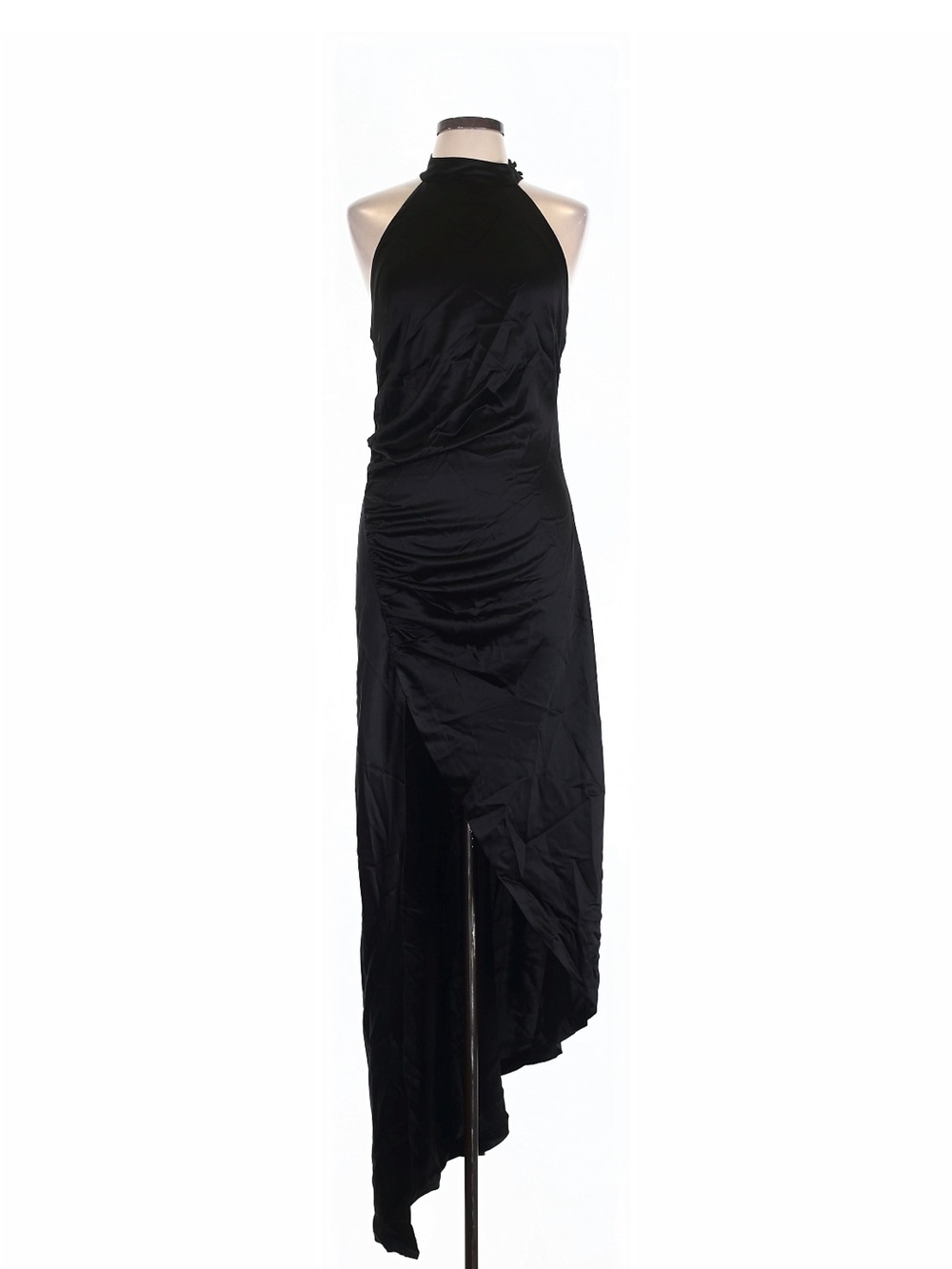 Retrofete Halter Asymmetrical Black Dress